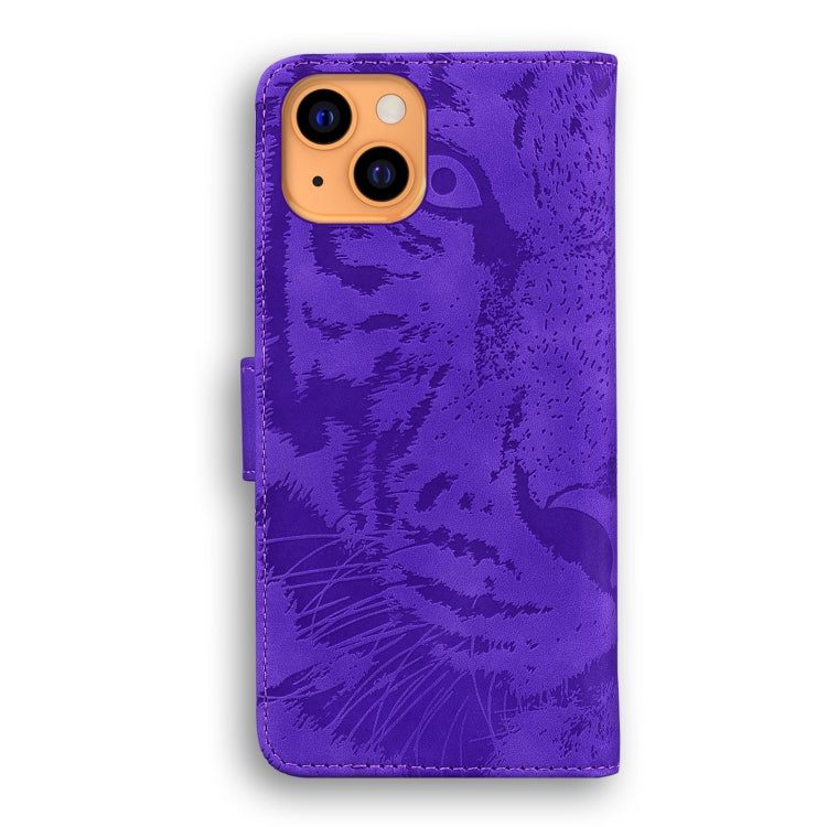 For iPhone 13 mini Tiger Embossing Pattern Horizontal Flip Leather Case with Holder & Card Slots & Wallet (Purple) - iPhone 13 mini Cases by buy2fix | Online Shopping UK | buy2fix