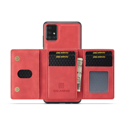 For Samsung Galaxy A51 DG.MING M2 Series 3-Fold Multi Card Bag Back Cover Shockproof Case with Wallet & Holder Function(Red) - Galaxy Phone Cases by DG.MING | Online Shopping UK | buy2fix