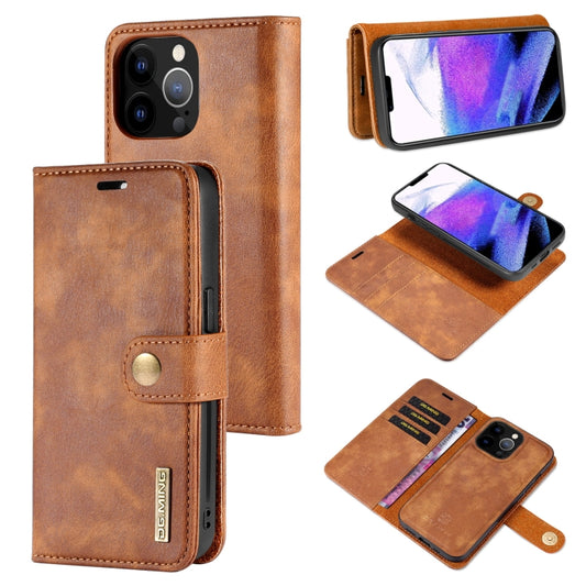 For iPhone 13 Pro Max DG.MING Crazy Horse Texture Flip Detachable Magnetic Leather Case with Holder & Card Slots & Wallet (Brown) - iPhone 13 Pro Max Cases by DG.MING | Online Shopping UK | buy2fix