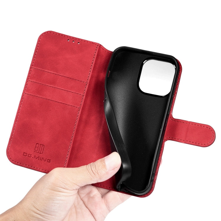 For iPhone 13 Pro Max DG.MING Retro Oil Side Horizontal Flip Leather Case with Holder & Card Slots & Wallet (Red) - iPhone 13 Pro Max Cases by DG.MING | Online Shopping UK | buy2fix