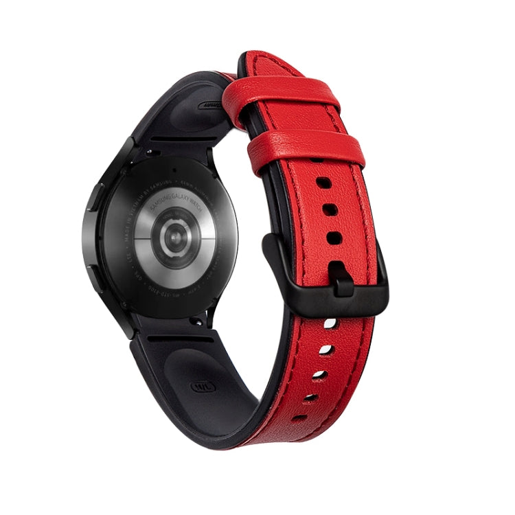 For Samsung Galaxy Watch4 Silicone + Leather Black Buckle Watch Band(Red) - Watch Bands by buy2fix | Online Shopping UK | buy2fix