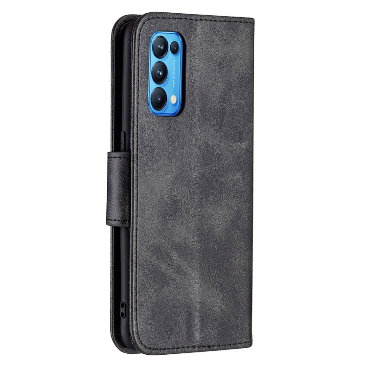 For OPPO Reno5 5G Retro Lambskin Texture Pure Color Horizontal Flip PU Leather Case with Holder & Card Slots & Wallet & Lanyard(Black) - OPPO Cases by buy2fix | Online Shopping UK | buy2fix