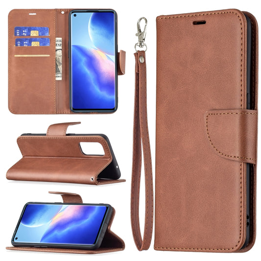 For OPPO Reno5 5G Retro Lambskin Texture Pure Color Horizontal Flip PU Leather Case with Holder & Card Slots & Wallet & Lanyard(Brown) - OPPO Cases by buy2fix | Online Shopping UK | buy2fix