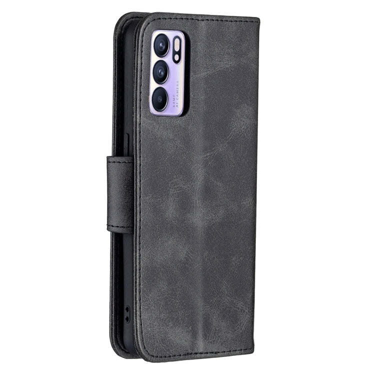 For OPPO Reno6 5G Retro Lambskin Texture Pure Color Horizontal Flip PU Leather Case with Holder & Card Slots & Wallet & Lanyard(Black) - OPPO Cases by buy2fix | Online Shopping UK | buy2fix