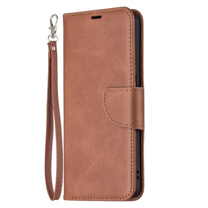 For OPPO Reno6 5G Retro Lambskin Texture Pure Color Horizontal Flip PU Leather Case with Holder & Card Slots & Wallet & Lanyard(Brown) - OPPO Cases by buy2fix | Online Shopping UK | buy2fix