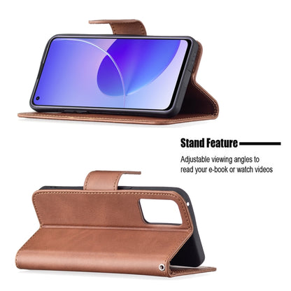 For OPPO Reno6 5G Retro Lambskin Texture Pure Color Horizontal Flip PU Leather Case with Holder & Card Slots & Wallet & Lanyard(Brown) - OPPO Cases by buy2fix | Online Shopping UK | buy2fix