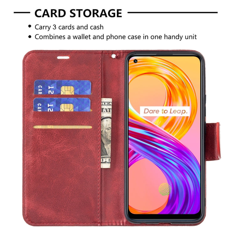 For OPPO Realme 8/Realme 8 Pro Retro Lambskin Texture Pure Color Horizontal Flip PU Leather Case with Holder & Card Slots & Wallet & Lanyard(Red) - Realme Cases by buy2fix | Online Shopping UK | buy2fix