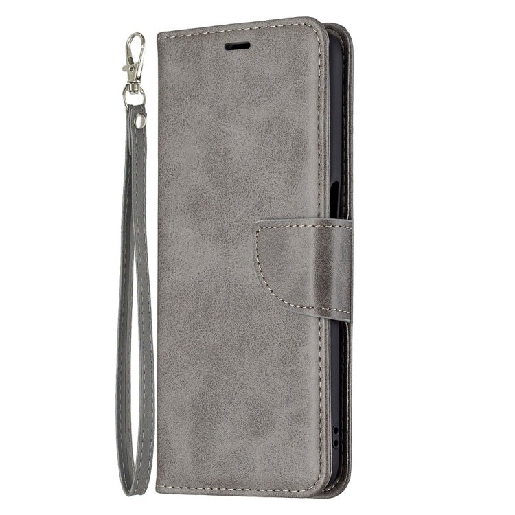 For OPPO Realme 8 5G/Realme V13 5G Retro Lambskin Texture Pure Color Horizontal Flip PU Leather Case with Holder & Card Slots & Wallet & Lanyard(Grey) - Realme Cases by buy2fix | Online Shopping UK | buy2fix