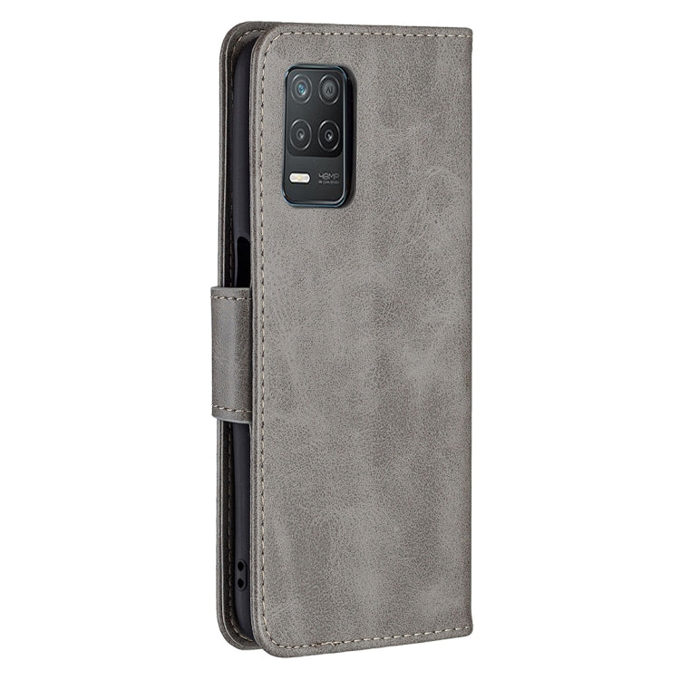 For OPPO Realme 8 5G/Realme V13 5G Retro Lambskin Texture Pure Color Horizontal Flip PU Leather Case with Holder & Card Slots & Wallet & Lanyard(Grey) - Realme Cases by buy2fix | Online Shopping UK | buy2fix