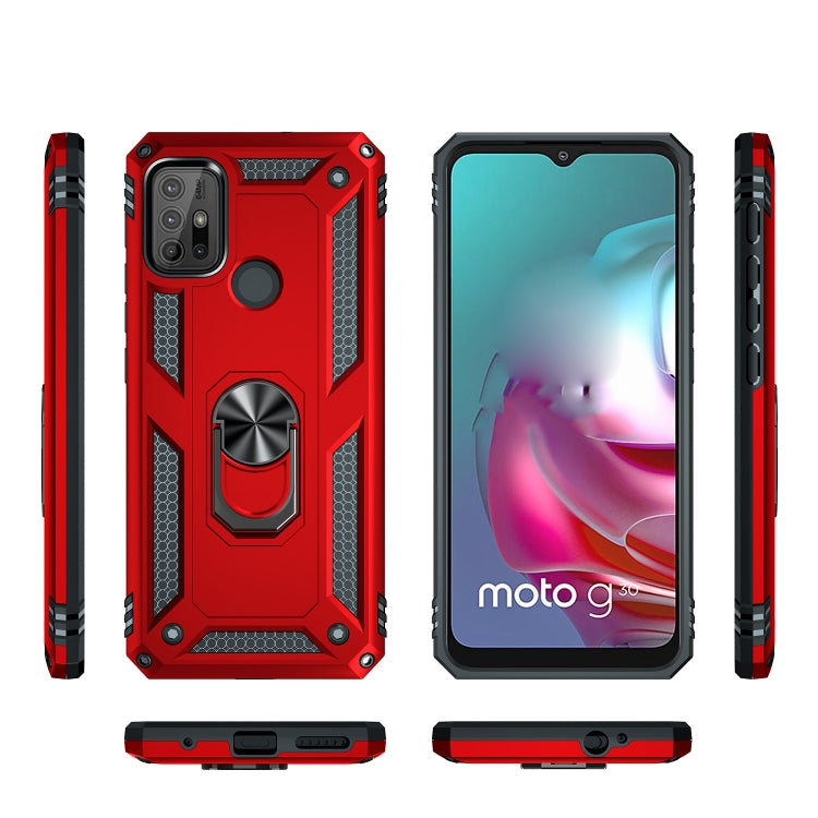 For Motorola Moto G30 / G10 Shockproof TPU + PC Protective Case with 360 Degree Rotating Holder(Red) - Motorola Cases by buy2fix | Online Shopping UK | buy2fix