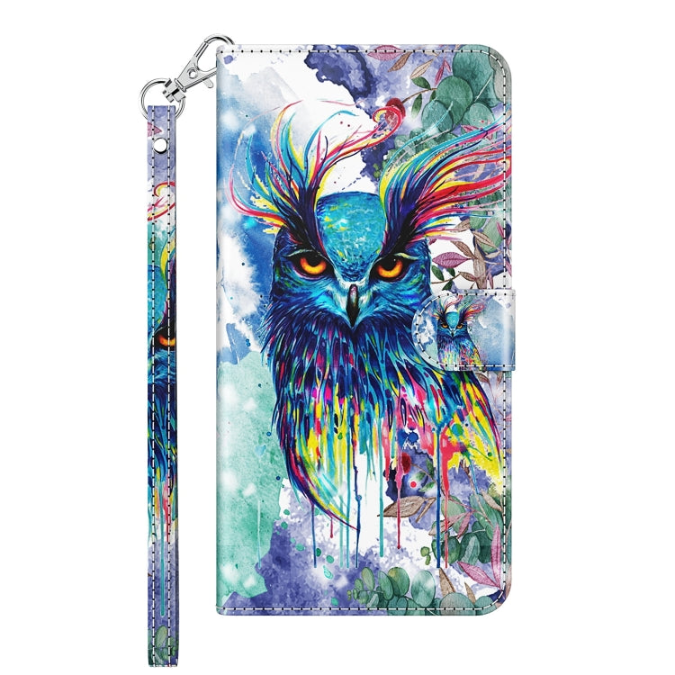 For iPhone 13 mini 3D Painting Pattern Horizontal Flip TPU + PU Leather Case with Holder & Card Slots & Wallet (Watercolor Owl) - iPhone 13 mini Cases by buy2fix | Online Shopping UK | buy2fix