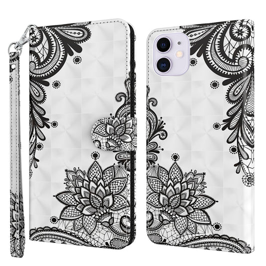 For iPhone 13 Pro Max 3D Painting Pattern Horizontal Flip TPU + PU Leather Case with Holder & Card Slots & Wallet (Diagonal Black Flower) - iPhone 13 Pro Max Cases by buy2fix | Online Shopping UK | buy2fix