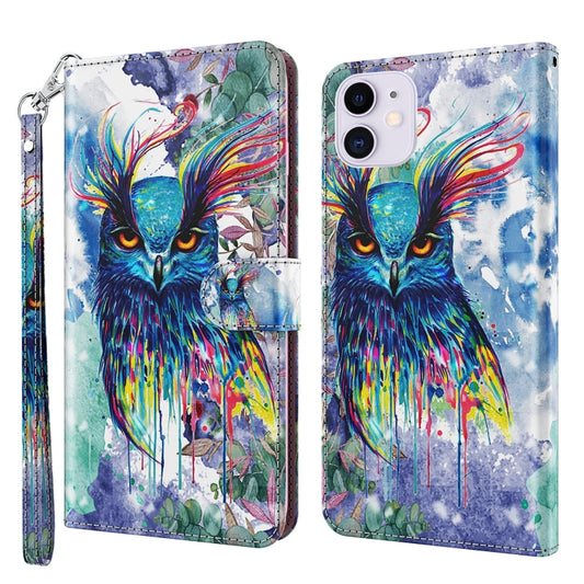 For iPhone 13 Pro Max 3D Painting Pattern Horizontal Flip TPU + PU Leather Case with Holder & Card Slots & Wallet (Watercolor Owl) - iPhone 13 Pro Max Cases by buy2fix | Online Shopping UK | buy2fix