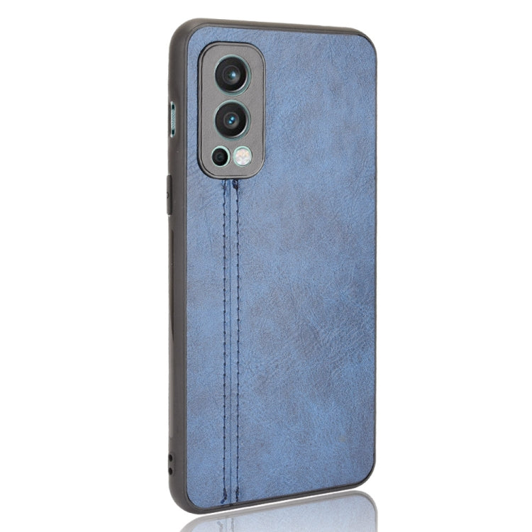 For OnePlus Nord 2 5G Shockproof Sewing Cow Pattern Skin PC + PU + TPU Case(Blue) - OnePlus Cases by buy2fix | Online Shopping UK | buy2fix