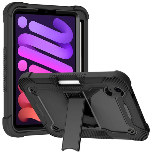 For iPad mini 6 Silicone + PC Shockproof Protective Tablet Case with Holder(Black) - iPad mini 6 Cases by buy2fix | Online Shopping UK | buy2fix