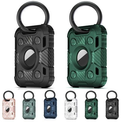 Tank Armor Anti-scratch Shockproof Carbon Fiber TPU Protective Cover Case with Keychain Ring Loop For AirTag(Red) - Key Chain Series by buy2fix | Online Shopping UK | buy2fix