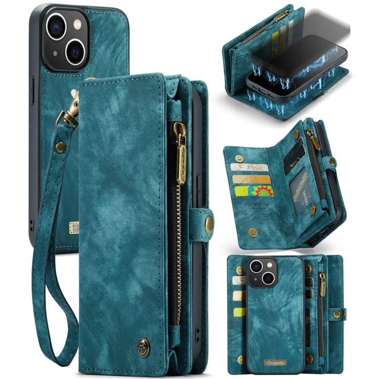 For iPhone 13 mini CaseMe-008 Detachable Multifunctional Horizontal Flip Leather Case with Card Slot & Holder & Zipper Wallet & Photo Frame (Blue) - iPhone 13 mini Cases by CaseMe | Online Shopping UK | buy2fix