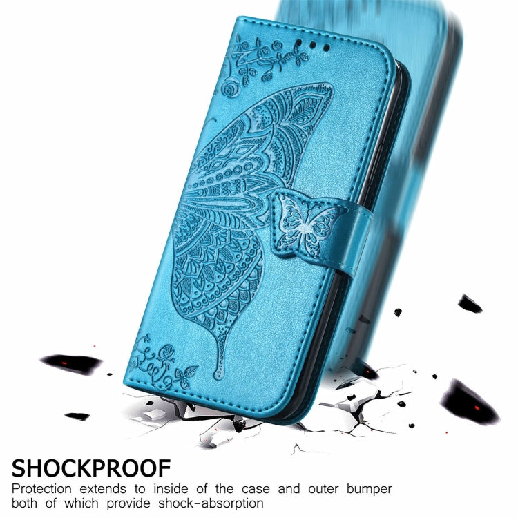 Butterfly Love Flowers Embossed Horizontal Flip Leather Case with Holder & Card Slots & Wallet & Lanyard For Motorola Edge 20 Pro(Blue) - Motorola Cases by buy2fix | Online Shopping UK | buy2fix