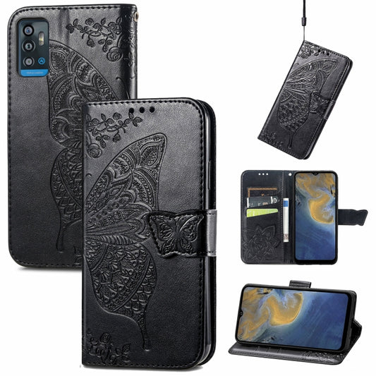 Butterfly Love Flowers Embossed Horizontal Flip Leather Case with Holder & Card Slots & Wallet & Lanyard For ZTE Blade A71(Black) - ZTE Cases by buy2fix | Online Shopping UK | buy2fix