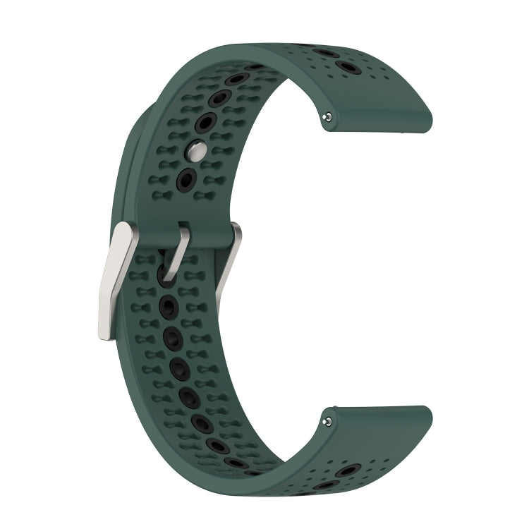 20mm Universal Colorful Hole Silicone Watch Band(Olive Green Black) - Watch Bands by buy2fix | Online Shopping UK | buy2fix