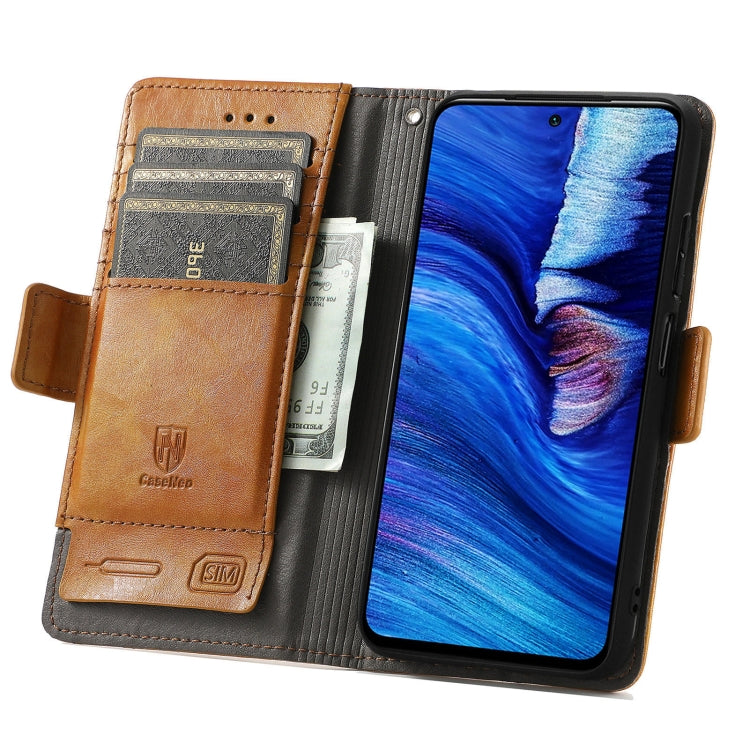 For Xiaomi Redmi Note 10 5G CaseNeo Business Splicing Dual Magnetic Buckle Horizontal Flip PU Leather Case with Holder & Card Slots & Wallet(Khaki) - Xiaomi Cases by buy2fix | Online Shopping UK | buy2fix