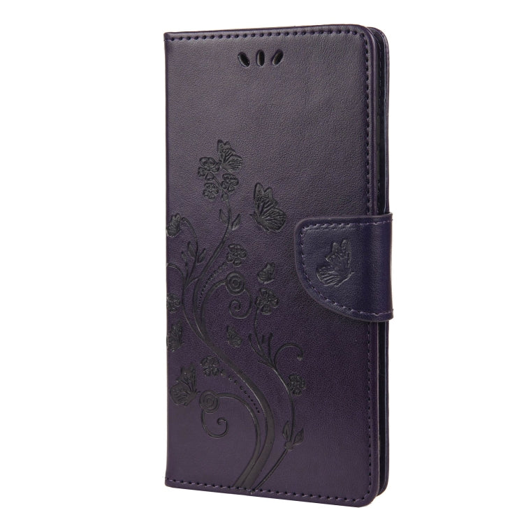 Butterfly Flower Pattern Horizontal Flip Leather Case with Holder & Card Slots & Wallet For Xiaomi Redmi 10(Deep Purple) - Xiaomi Cases by buy2fix | Online Shopping UK | buy2fix