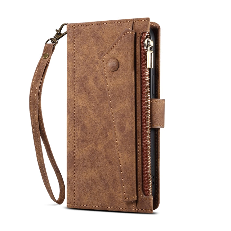 For iPhone X / XS Retro Frosted Horizontal Flip Leather Case with Holder & Card Slot & Wallet & Zipper Pocket & Lanyard(Brown) - More iPhone Cases by buy2fix | Online Shopping UK | buy2fix