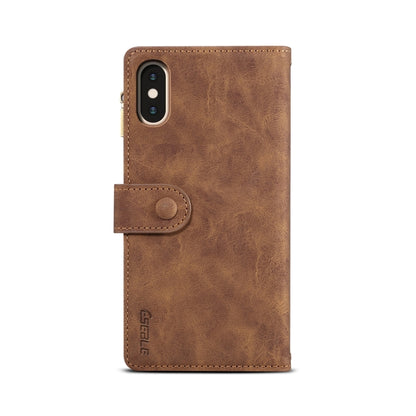 For iPhone X / XS Retro Frosted Horizontal Flip Leather Case with Holder & Card Slot & Wallet & Zipper Pocket & Lanyard(Brown) - More iPhone Cases by buy2fix | Online Shopping UK | buy2fix