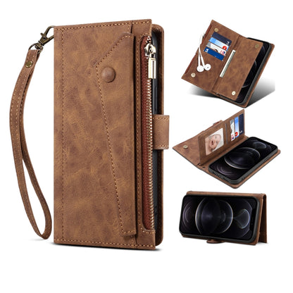 For iPhone XR Retro Frosted Horizontal Flip Leather Case with Holder & Card Slot & Wallet & Zipper Pocket & Lanyard(Brown) - More iPhone Cases by buy2fix | Online Shopping UK | buy2fix