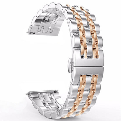 20mm Women Version Seven-beads Steel Watch Band(Silver Rose Gold) - Watch Bands by buy2fix | Online Shopping UK | buy2fix