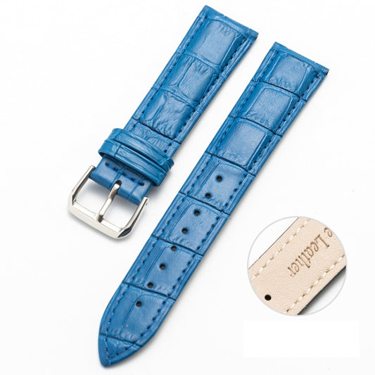 22mm Two-layer Cowhide Leather Bamboo Joint Texture Watch Band(Blue) - Watch Bands by buy2fix | Online Shopping UK | buy2fix