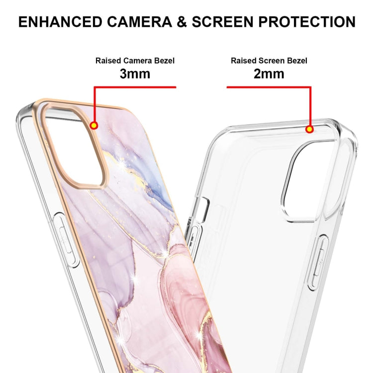 For iPhone 13 Pro Electroplating Marble Pattern Dual-side IMD TPU Shockproof Case (Rose Gold 005) - iPhone 13 Pro Cases by buy2fix | Online Shopping UK | buy2fix