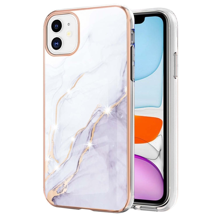 For iPhone 11 Electroplating Marble Pattern Dual-side IMD TPU Shockproof Case (White 006) - iPhone 11 Cases by buy2fix | Online Shopping UK | buy2fix