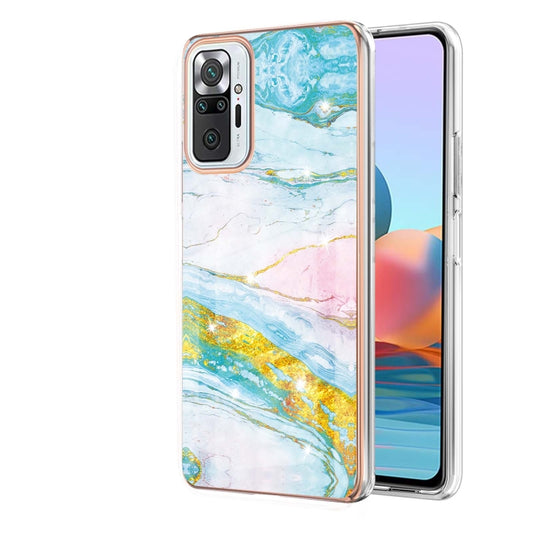 For Xiaomi Redmi Note 10 Pro / 10 Pro Max Electroplating Marble Pattern Dual-side IMD TPU Shockproof Case(Green 004) - Xiaomi Cases by buy2fix | Online Shopping UK | buy2fix