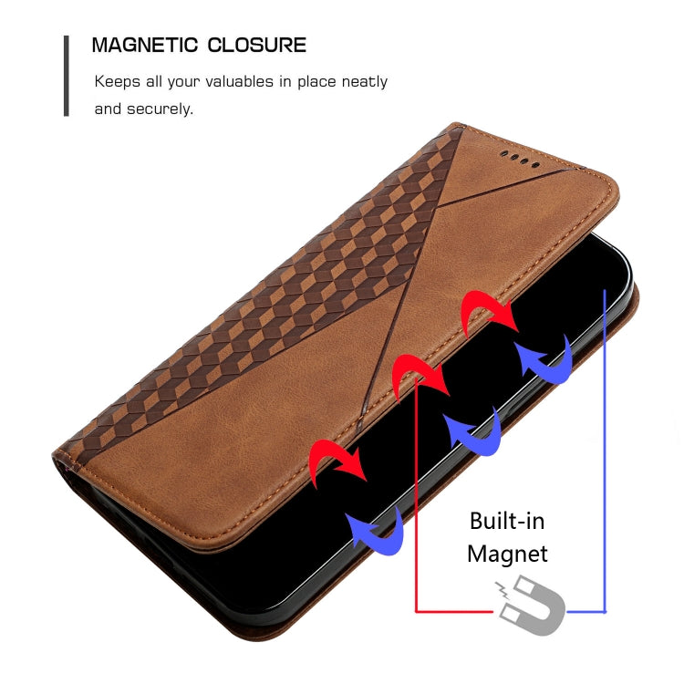 For Xiaomi Poco M3 / Redmi 9T Diamond Pattern Splicing Skin Feel Magnetic Horizontal Flip Leather Case with Card Slots & Holder & Wallet(Brown) - Xiaomi Cases by buy2fix | Online Shopping UK | buy2fix