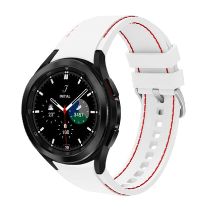 For Samsung Galaxy Watch4 / Watch4 Classic Silicone Stitching Watch Band(White Red) - Watch Bands by buy2fix | Online Shopping UK | buy2fix