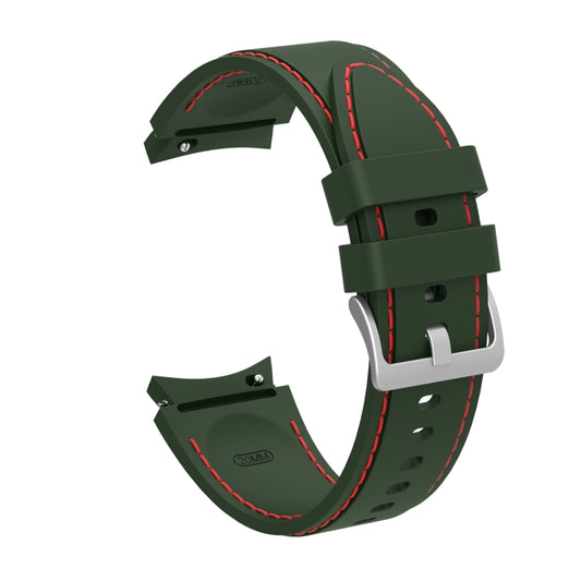 For Samsung Galaxy Watch4 / Watch4 Classic Silicone Stitching Watch Band(Army Green Red) - Watch Bands by buy2fix | Online Shopping UK | buy2fix