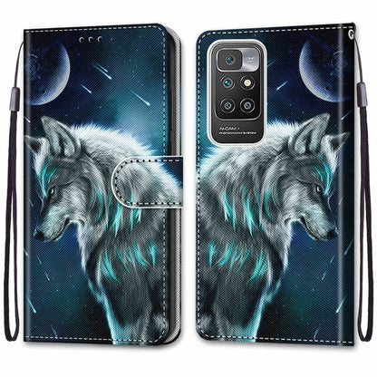 For Xiaomi Redmi 10 Coloured Drawing Cross Texture Horizontal Flip PU Leather Case with Holder & Card Slots & Wallet & Lanyard(Pensive Wolf) - Xiaomi Cases by buy2fix | Online Shopping UK | buy2fix