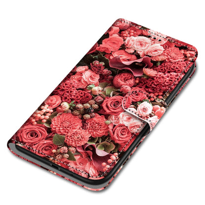 For Huawei P50 Pro Coloured Drawing Cross Texture Horizontal Flip PU Leather Case with Holder & Card Slots & Wallet & Lanyard(Pink Rose Garden) - Huawei Cases by buy2fix | Online Shopping UK | buy2fix