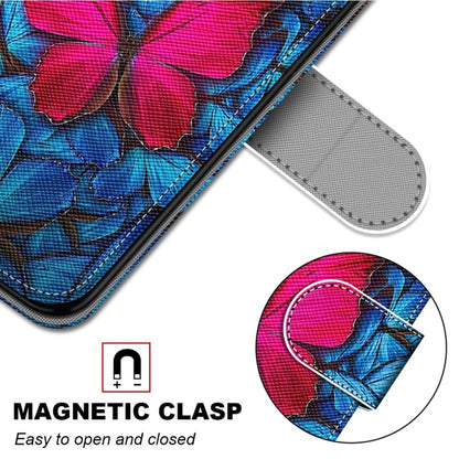 For OPPO A54 4G / A16 4G / A53s 5G / A55 5G Coloured Drawing Cross Texture Horizontal Flip PU Leather Case with Holder & Card Slots & Wallet & Lanyard(Blue Red Butterfly) - OPPO Cases by buy2fix | Online Shopping UK | buy2fix