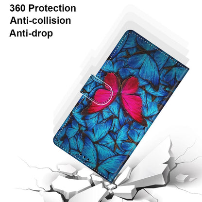 For OPPO A54 4G / A16 4G / A53s 5G / A55 5G Coloured Drawing Cross Texture Horizontal Flip PU Leather Case with Holder & Card Slots & Wallet & Lanyard(Blue Red Butterfly) - OPPO Cases by buy2fix | Online Shopping UK | buy2fix