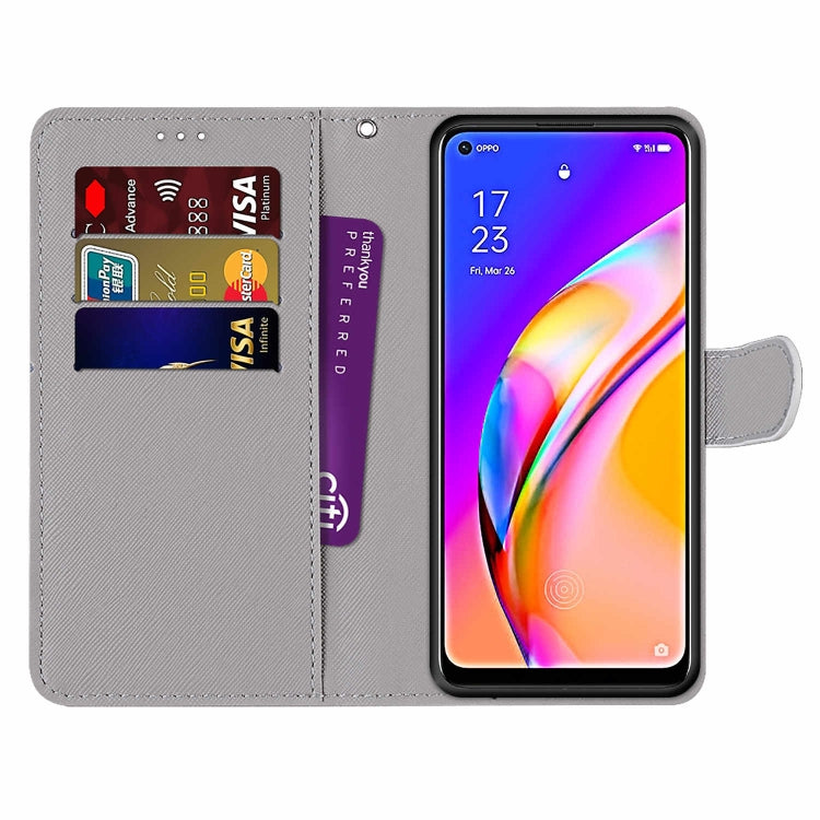 For OPPO A94 5G / A95 5G / F19 Pro+ 5G Coloured Drawing Cross Texture Horizontal Flip PU Leather Case with Holder & Card Slots & Wallet & Lanyard(Pink Stone Texture) - OPPO Cases by buy2fix | Online Shopping UK | buy2fix