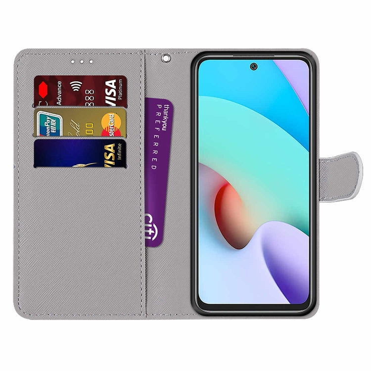 For Xiaomi Redmi 10 Coloured Drawing Cross Texture Horizontal Flip PU Leather Case with Holder & Card Slots & Wallet & Lanyard(Wood Red Rose) - Xiaomi Cases by buy2fix | Online Shopping UK | buy2fix