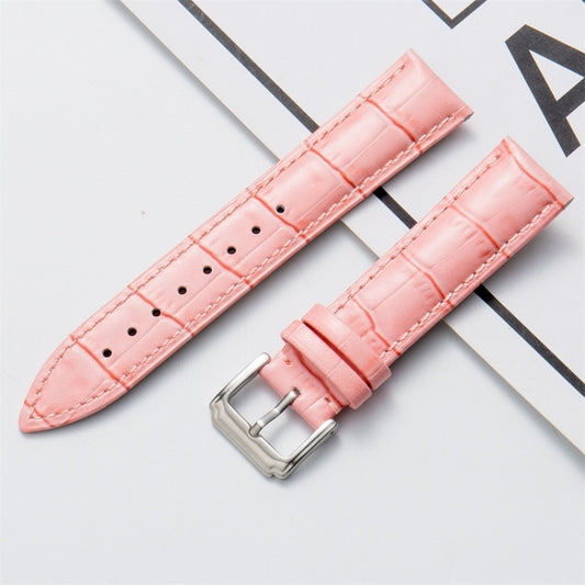 18mm Calf Leather Watch Band(Pink) - Watch Bands by buy2fix | Online Shopping UK | buy2fix