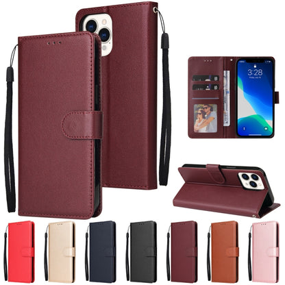 For iPhone 13 mini Multifunctional Horizontal Flip Leather Case, with Three Card Slot & Holder & Photo Frame & Lanyard (Red Wine) - iPhone 13 mini Cases by buy2fix | Online Shopping UK | buy2fix