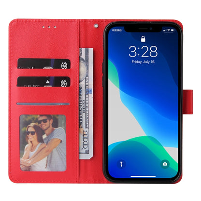 For iPhone 13 Multifunctional Horizontal Flip Leather Case, with Three Card Slot & Holder & Photo Frame & Lanyard(Red) - iPhone 13 Cases by buy2fix | Online Shopping UK | buy2fix