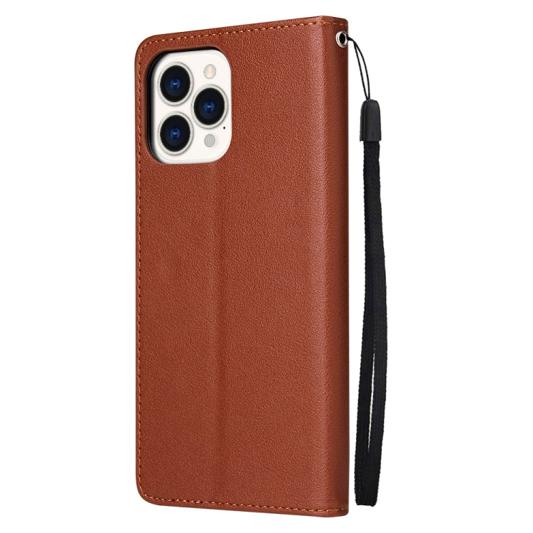 For iPhone 13 Pro Multifunctional Horizontal Flip Leather Case, with Three Card Slot & Holder & Photo Frame & Lanyard (Brown) - iPhone 13 Pro Cases by buy2fix | Online Shopping UK | buy2fix