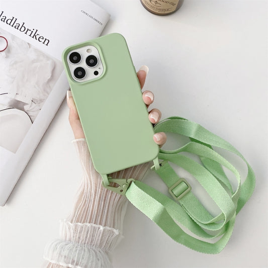 For iPhone 11 Pro Elastic Silicone Protective Case with Wide Neck Lanyard (Green) - iPhone 11 Pro Cases by buy2fix | Online Shopping UK | buy2fix