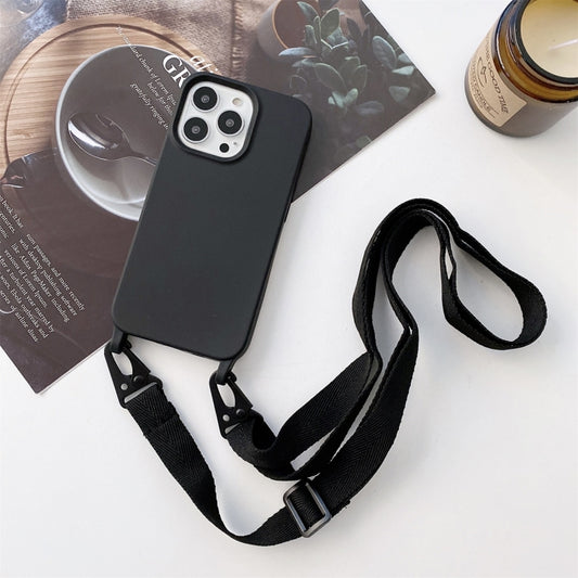 For iPhone 11 Pro Elastic Silicone Protective Case with Wide Neck Lanyard (Black) - iPhone 11 Pro Cases by buy2fix | Online Shopping UK | buy2fix