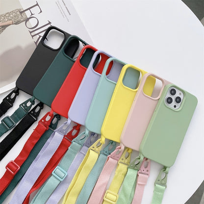 For iPhone 11 Pro Elastic Silicone Protective Case with Wide Neck Lanyard (Yellow) - iPhone 11 Pro Cases by buy2fix | Online Shopping UK | buy2fix